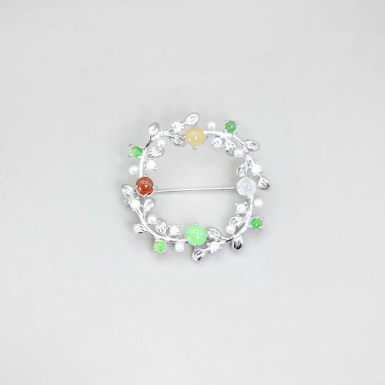 Flower Brooch (8 Jadeites Mix Color)